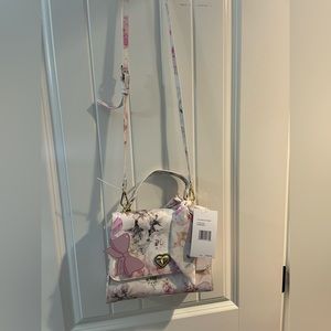 Brand New! Betsy’s Johnson White Floral Top Handle Bag w/ Scarf.